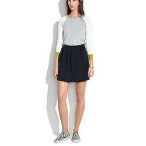 Madewell Bistro Ribbed Pleated Mini Skirt in Black